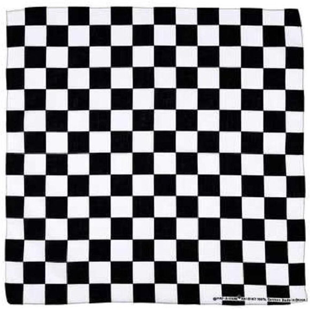 Bandanna Black & White Checkered ~ Wearable Art 100% Cotton - Scarf